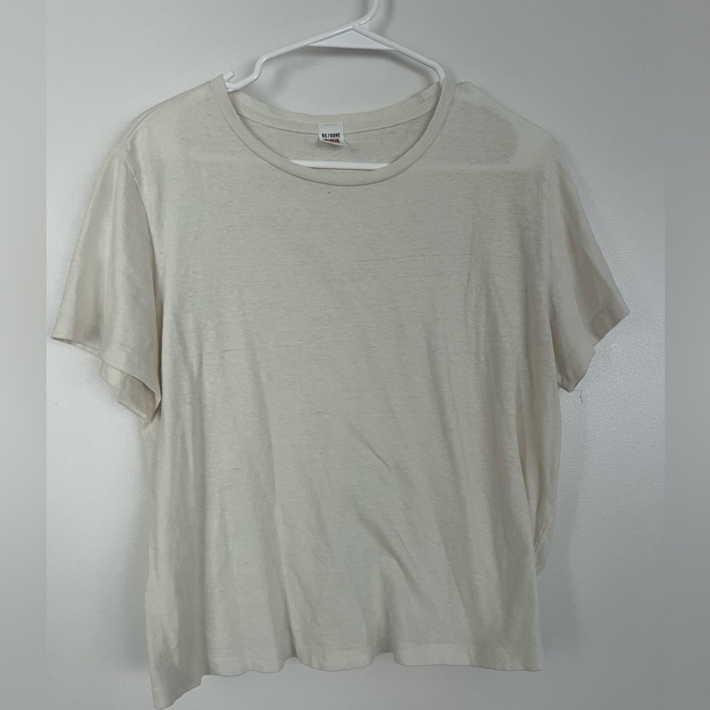 Re/Done Cream Short Sleeve Tee